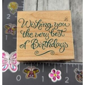 Hero Arts Wishing Very Best Birthdays E1188 Rubber Stamp Wood #E89